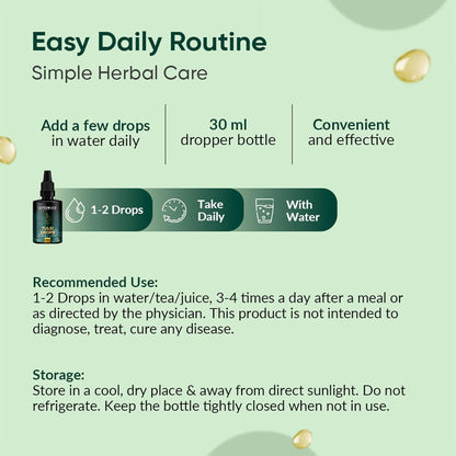 Herbal care product with dropper bottle on a green background