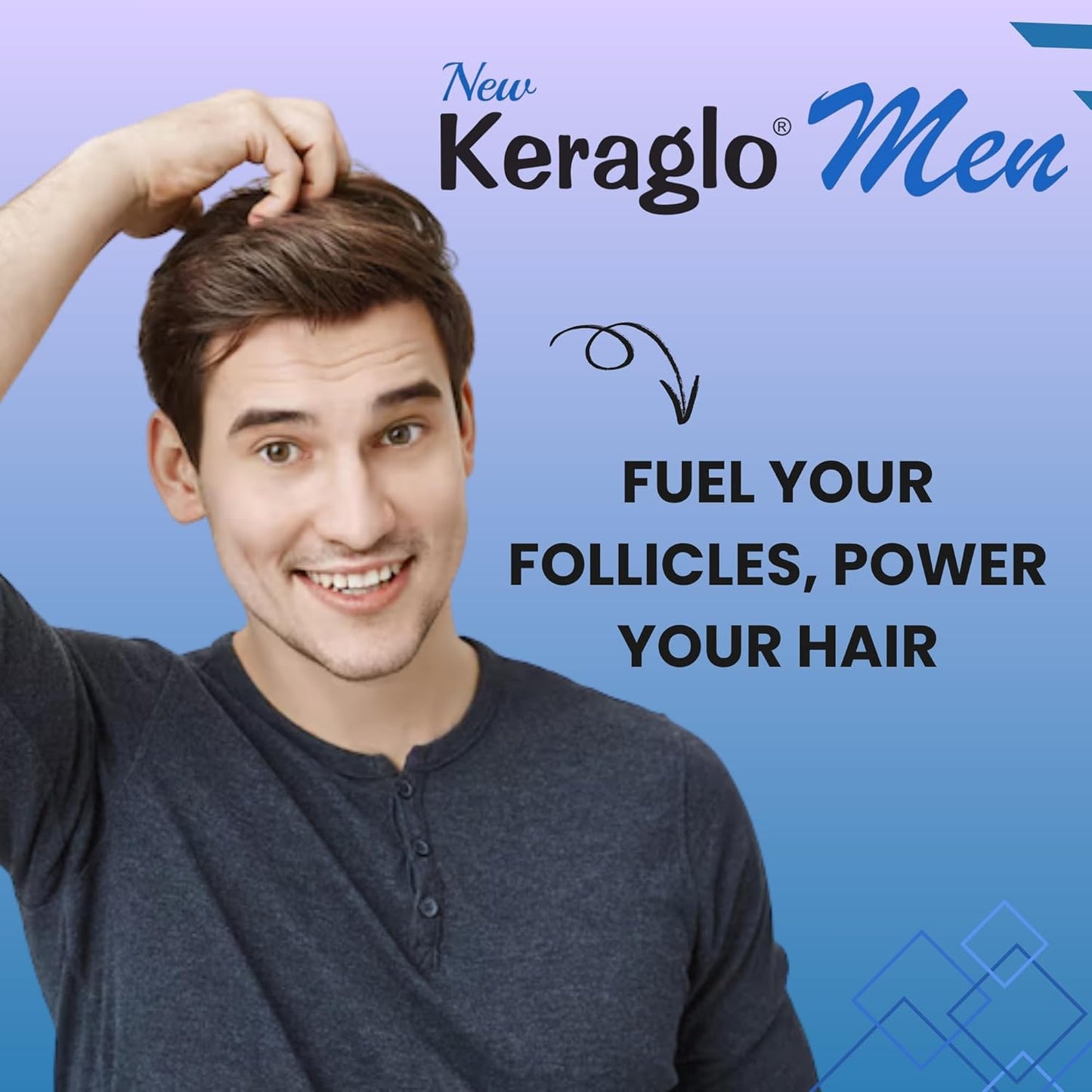 IPCA Keraglo Men Hair Growth Tablets 30 Tabs | DHT Inhibitors, Amino Acids, Vitamins, Minerals & Antioxidants | Nourishes Scalp, Supports Hair Follicles & Strengthens Hair | Hair Supplement