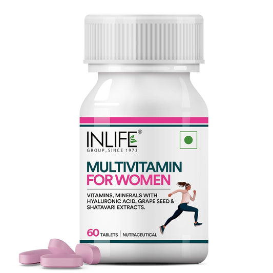 INLIFE Women's Multivitamin Tablets | 60 Tablets | Enriched with Zinc, Vitamin C, Vitamin D, and Essential Multiminerals | Supports Immunity and Energy Levels (Pack of 1)