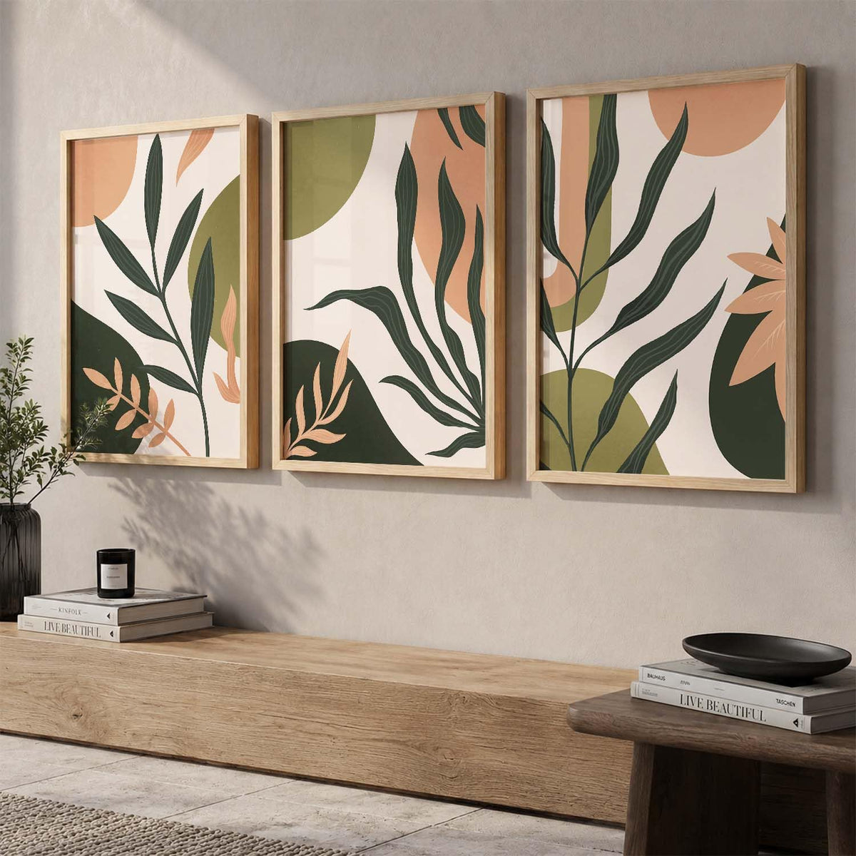 Wood Painting For Wall Decoration - Modern Art Wall Decor Framed Painting For Living Room Bedroom - Framed Wall Posters/Paintings With Frame Set of 3 (Art 4, 10x13 inch)