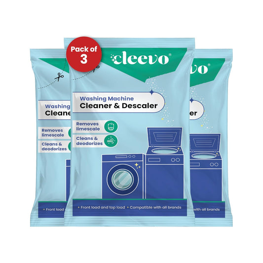 Cleevo Washing Machine Cleaner & Descaler Powder – Pack of 3 | Removes Limescale, Odour & Residue | Non-Toxic, Phosphate-Free | Front & Top Load Safe