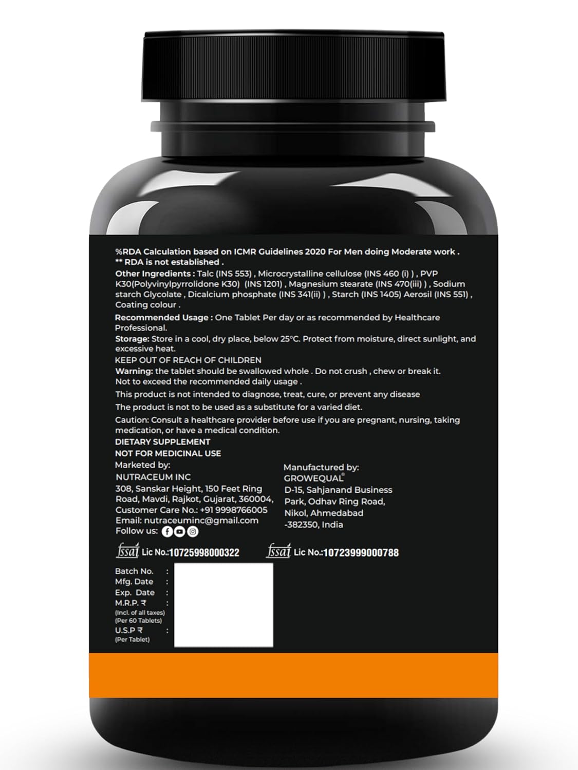 Nutrasium Multivitamin For man | for Immunity Boost, Energy, Fintess, Stamina & performance | 60 Veg tablets