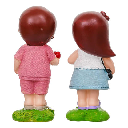 eCraftIndia Boy Giving Rose to Girl Cute Couple Showpiece | Valentine Gift for Girlfriend Boyfriend Husband Wife Special Love Her Him | Valentine Day Decoration Items