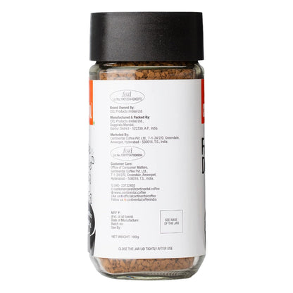 Continental Freeze Dried Coffee Powder | Black Coﬀee | Cold Coffee | Smoothest Coffee | Aroma Locked Coffee Crystals | 100g Jar | 100% Pure Coffee Powder | 100% Finest Dark Roasted Arabica Coffee |