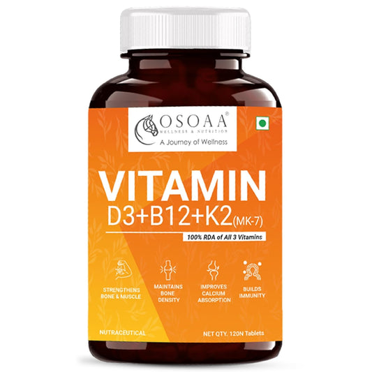 Vitamin supplement bottle with Osoaa branding on an orange label