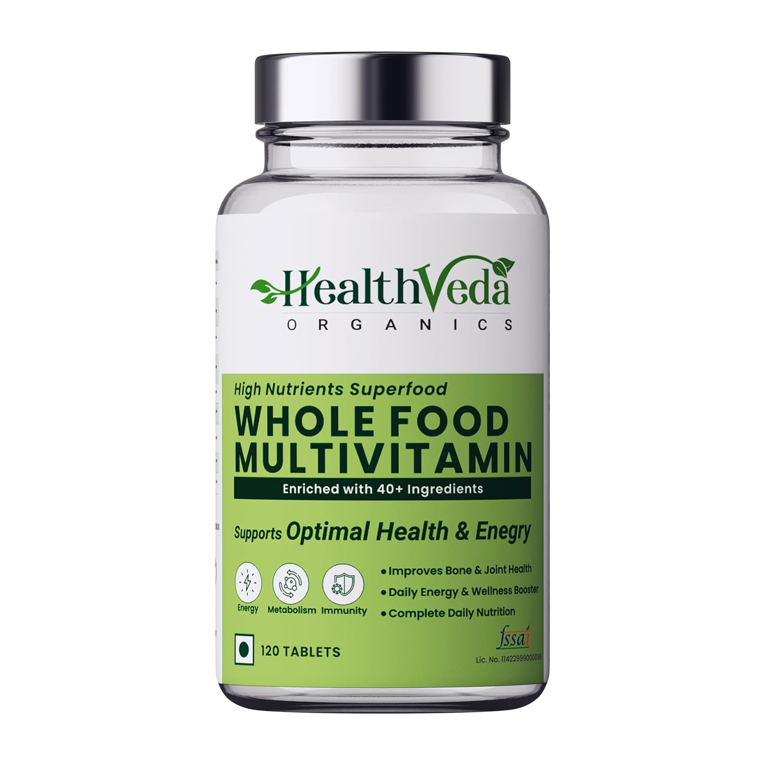 Zephivo HEALTH VEDA ORGANICS PRIVATE LIMITED Whole Food Multivitamin With Natural Vitamins & Minerals I 120 Veg Tablets I Best For Energy, Brain, Heart & Eye Health I For Both Men & Women