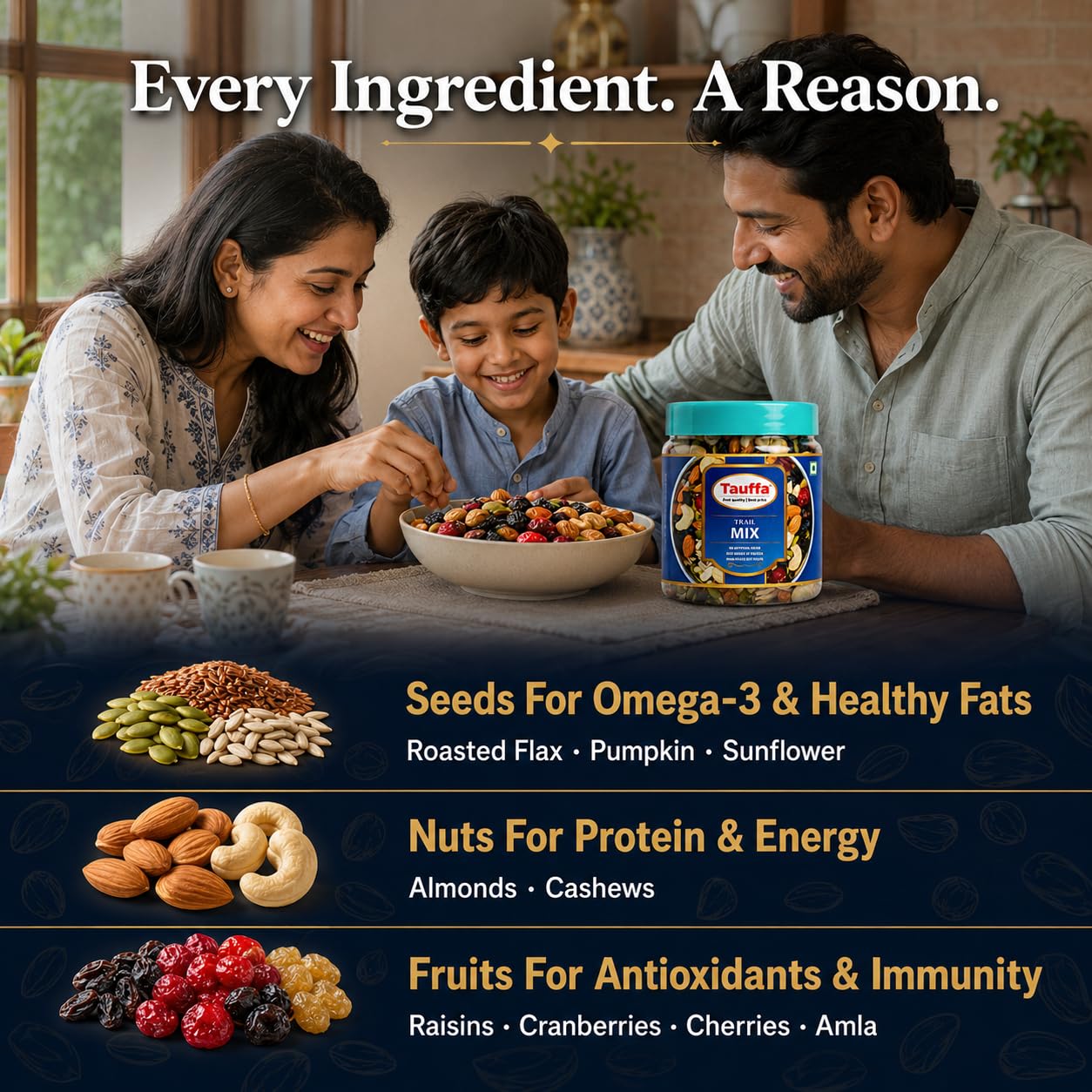 Tauffa Trail Mix | 9 Superfoods | Nuts, Berries & Seeds Mix