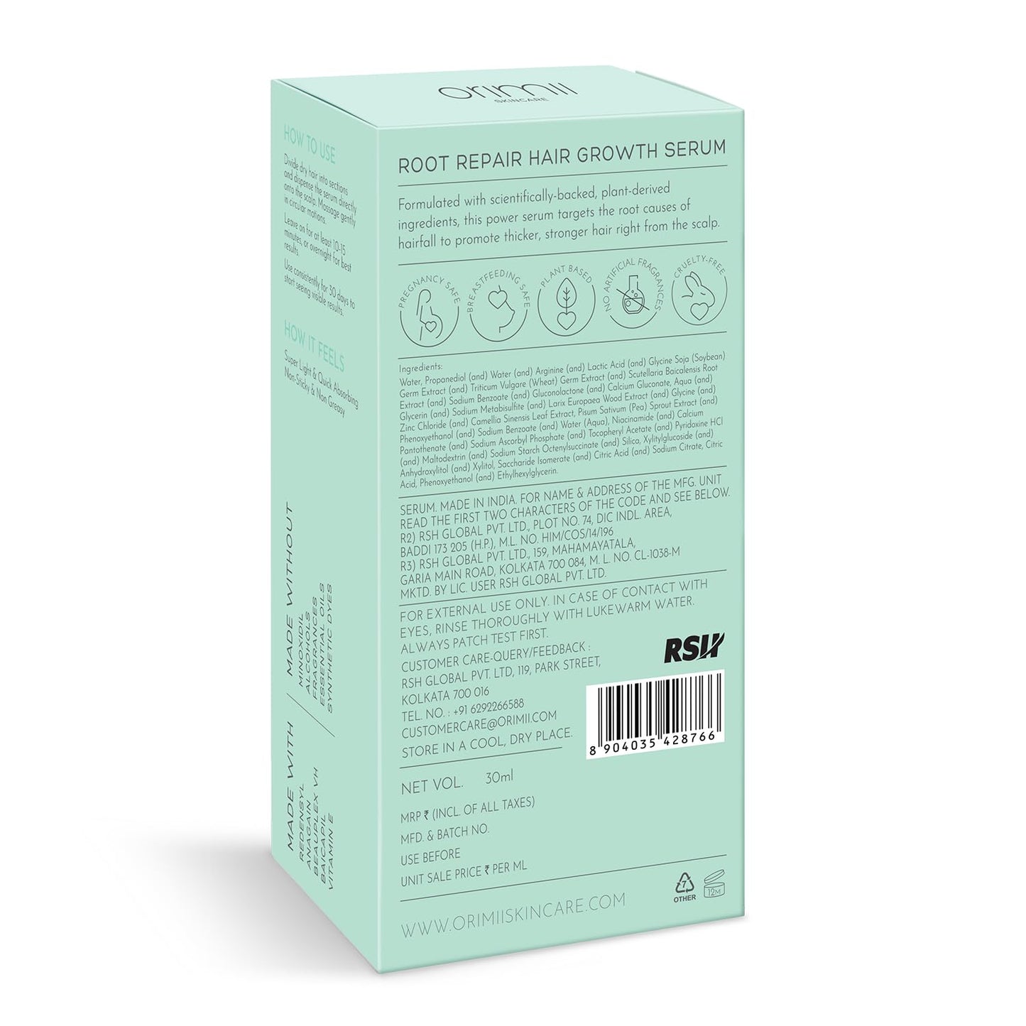 Orimii Postpartum Hair Growth Serum with Redensyl | Repairs Roots, Promotes Hair Growth & Prevents Breakage After Delivery | Lightweight, Non-Sticky & Non-Greasy | Loved by New Mamas – 30ml