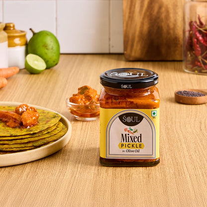 ADF Soul Mixed Pickle | Spicy, tangy & textured | A flavour-packed mix of veggies in 100% Olive Oil. | 275 g