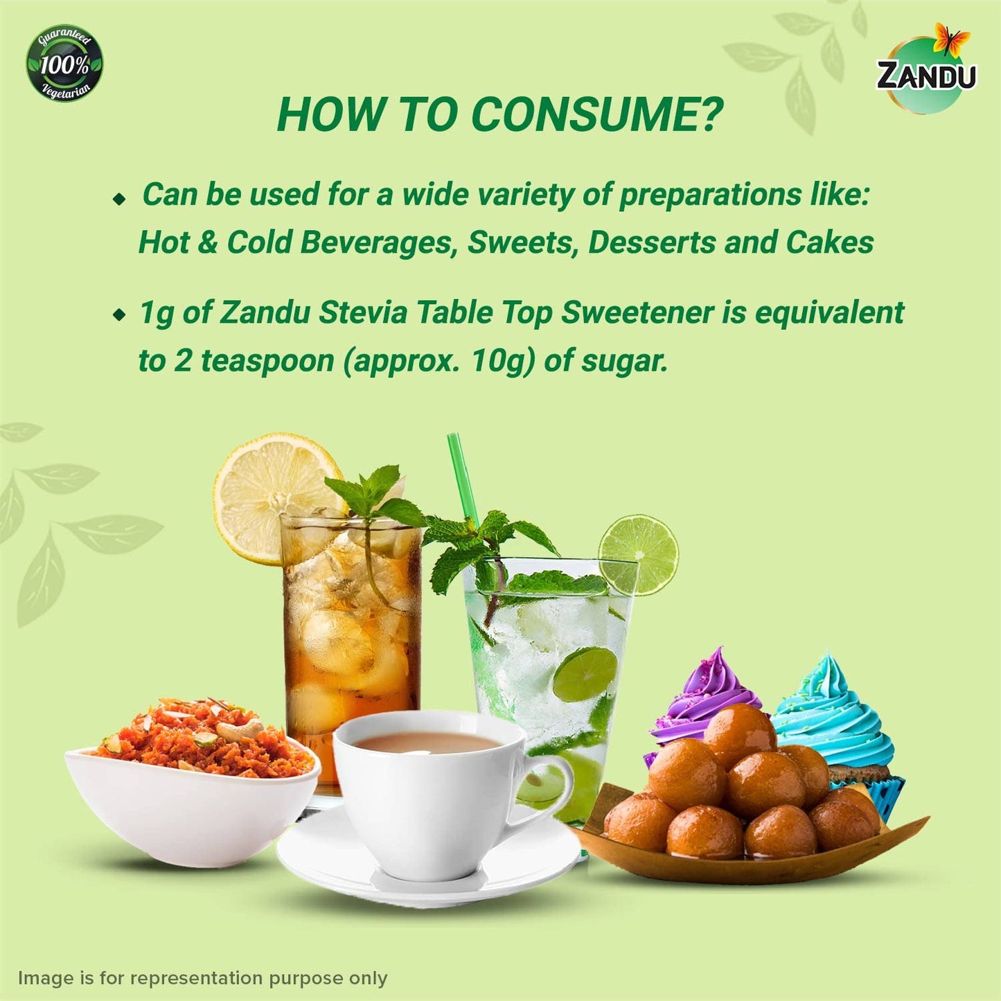 Zandu Stevia Meethi Tulsi Powder- A Healthier Substitute for Sugar |Helps Maintain Healthy Sugar Levels & Healthy Weight (100 g Powder)