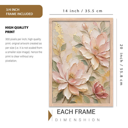 Floral Wall Art Home Decoration | Aesthetic Floral Paintings With Frame For Living Room Bed Room Hotel Wall Decor Digital Reprint Set of 1 (14X20)