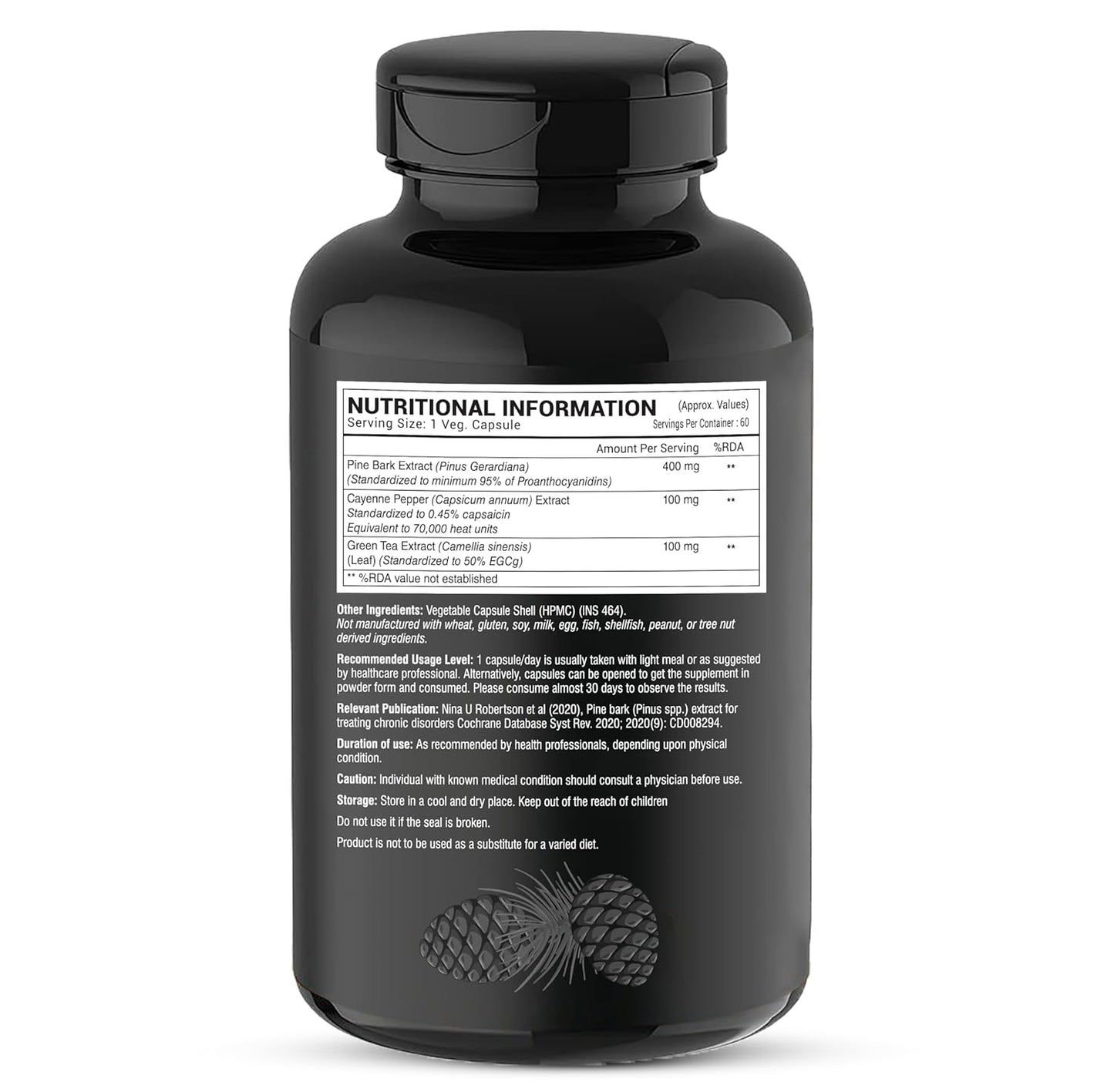 GREENDORSE Pine Bark Extract | 95% Proanthocyanidins with Green Tea Extract (50% EGCG) & Cayenne Pepper | Supports Blood Flow, Nitric Oxide & Antioxidant Defense | Premium Circulatory Formula | 60 Veg Capsules