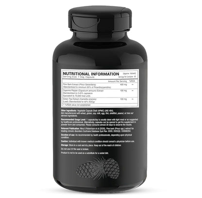GREENDORSE Pine Bark Extract | 95% Proanthocyanidins with Green Tea Extract (50% EGCG) & Cayenne Pepper | Supports Blood Flow, Nitric Oxide & Antioxidant Defense | Premium Circulatory Formula | 60 Veg Capsules