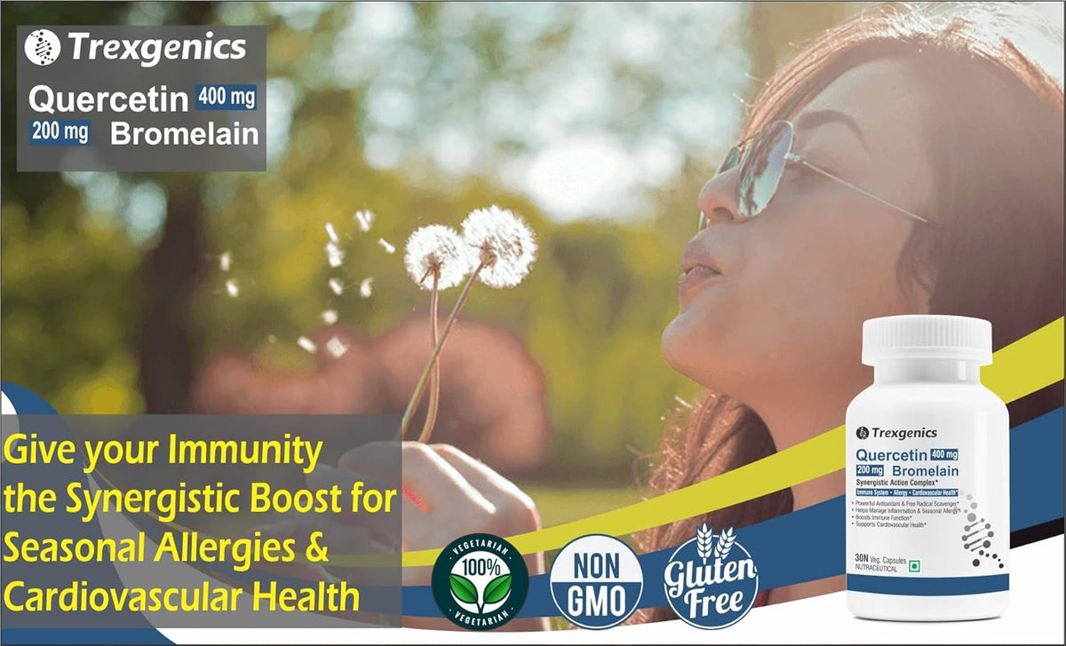 Promotional image of Trexegenics supplement with a blurred background of a person holding a dandelion.