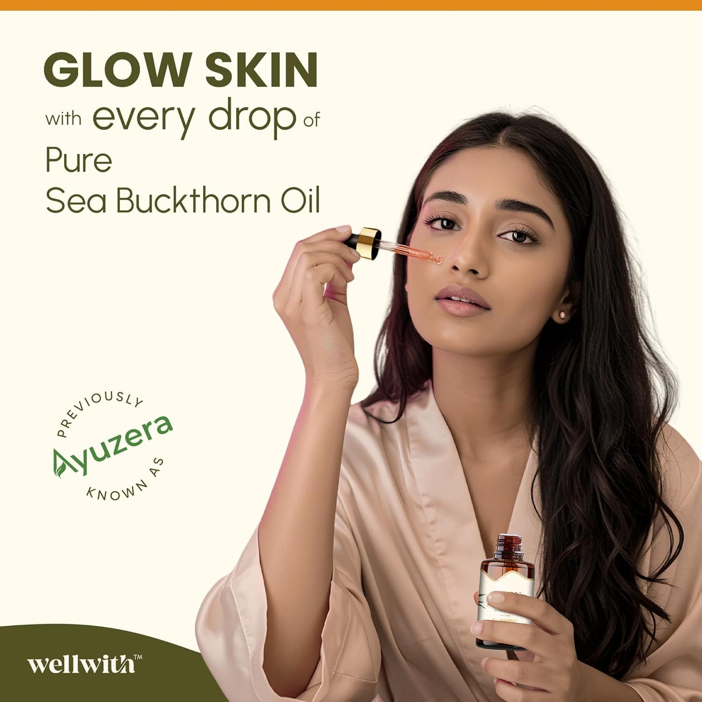 Wellwith (Ayuzera) Sea Buckthorn Berry Oil 10ml | Face & Hair Serum | Nourishing Oil | Omega 3,6,7 & 9 | Collagen Boosting | Dull Skin & Fine Lines & Dark Spots | For Smooth, Glowing Skin (Pack of 1)
