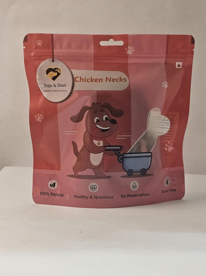 Tojo & Don Premium Dehydrated Chicken Necks for Dogs, 100 g | Single-Ingredient 100% Natural Chicken Treats | No Preservatives | Crunchy Dental Chews for Puppies & Adult Dogs