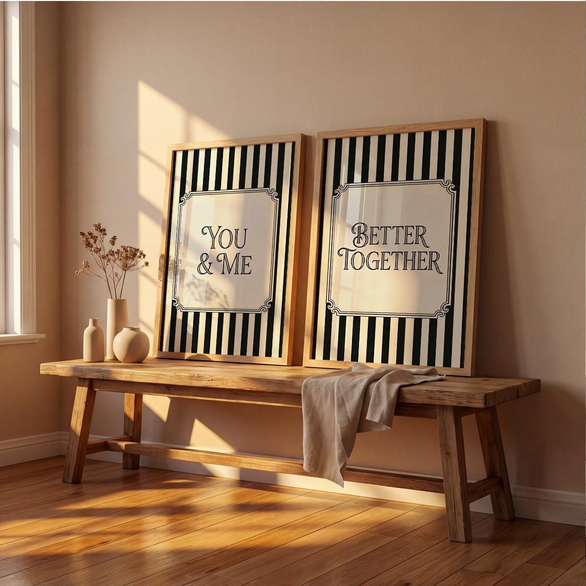 Couple Quote Wall Art Set of 2, Black & White Framed Prints (Art 10, 10x13 Inches)