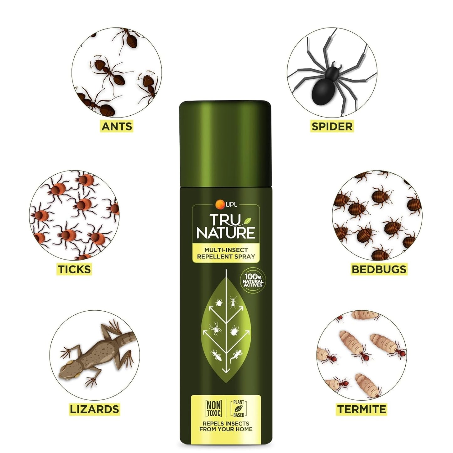 Tru Nature Herbal Multi-Insect Repellent Spray – 200 ML | Works on Bed Bugs, Ants, Termite,Ticks, Spider and Lizards | 100% Plant Based, Chemical Free | For Home, Office & Garden | No Kill, Only repel