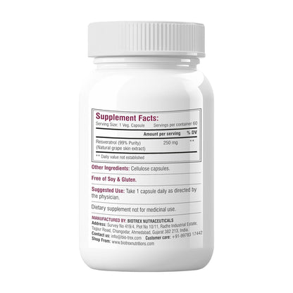 Biotrex Nutraceuticals Resveratrol 250mg - 60 Capsule