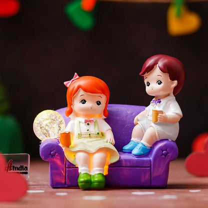 eCraftIndia Cute Romantic Couple Showpiece Sitting on Sofa | Anniversary Valentine Gift for Girlfriend Boyfriend Husband Wife Special Love Her Him | Valentine Day Decoration Items