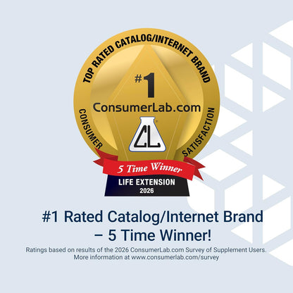 Gold award badge for ConsumerLab.com with text on a light blue background