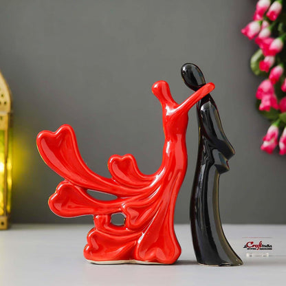 eCraftIndia Romantic Hugging Couple Showpiece(Resin, Red Black)|Decorative Loving Couple Statue|Home Decor Items for Living Room Bedroom Hall Office Desk| Gifts for Anniversary Valentines Day Birthday