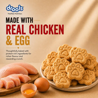 Drools All Life Stages Dog Treat Biscuits 400g Jar | Real Chicken Flavour | All Breed Formula | Promotes Lustrous Skin & Coat | Vitamins & Minerals | Reduces Tartar Build Up