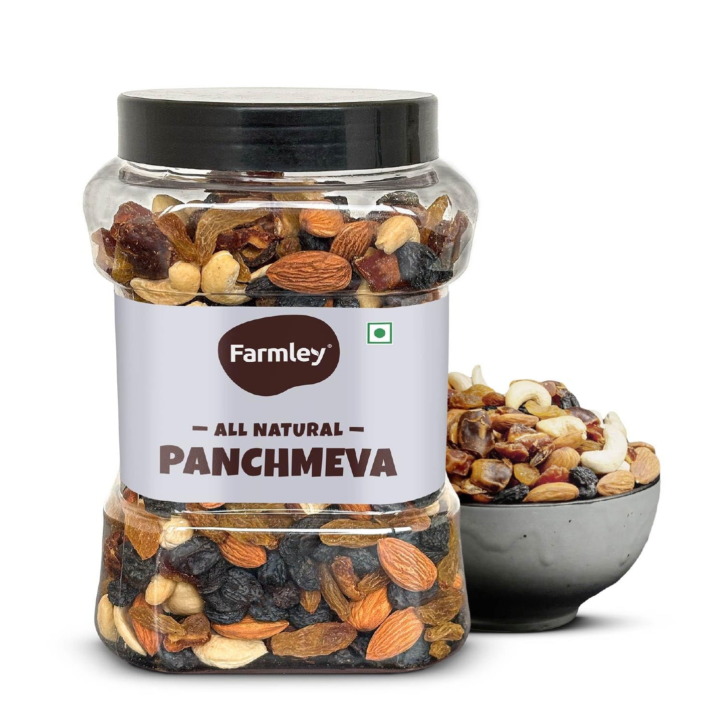 Farmley Panchmeva Dry Fruits Mix, 160g, I Fit for Fasting | Healthy Snacks Mixed Nuts Cotain Almonds, Cashews, Dates, Black Raisin, Green Raisin