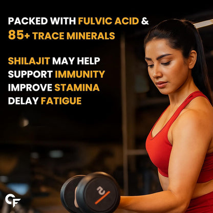 Carbamide Forte Shilajit Gold Capsules For Women With Pure Shilajeet Swarna Bhasma, Saffron & Ashwagandha | Himalayan Shilajit for Women | Shilajeet Gold Original | 60 Veg Capsules