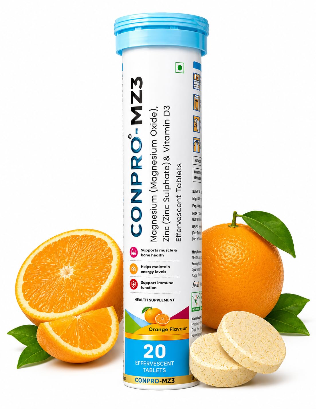 CONPRO MZ3 Magnesium, Zinc & Vitamin D3 Effervescent Tablets Orange