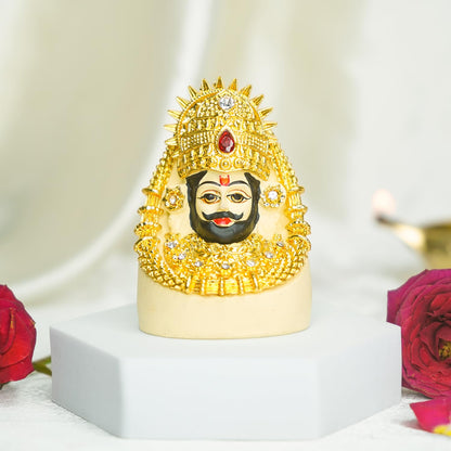 Aura Series Resin Khatu Shyam Ji Murti Car Dashboard Idol | Shyam Baba Murti (Handpainted, Resin, Size: 6.3 cm)