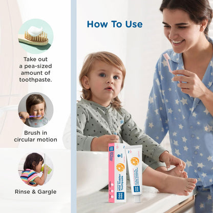 Mee Mee Fluoride-Free Baby Tooth paste for Kids & Toddler 70 gram Fortified with Triple Calcium Phosphate, Cavity Protection, Oral Care, Best for Baby 1-5 years (Orange, Pack of 1)