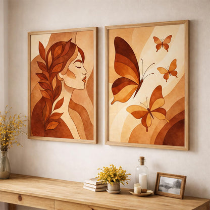 Modern Art Wall Painting Set of 2 for Living Room | Premium HD Printed Wall Frames for Bedroom, Office & Home Decor | Minimalist Contemporary Wall Art (Ready to Hang) (M.6, 13x19 inches)
