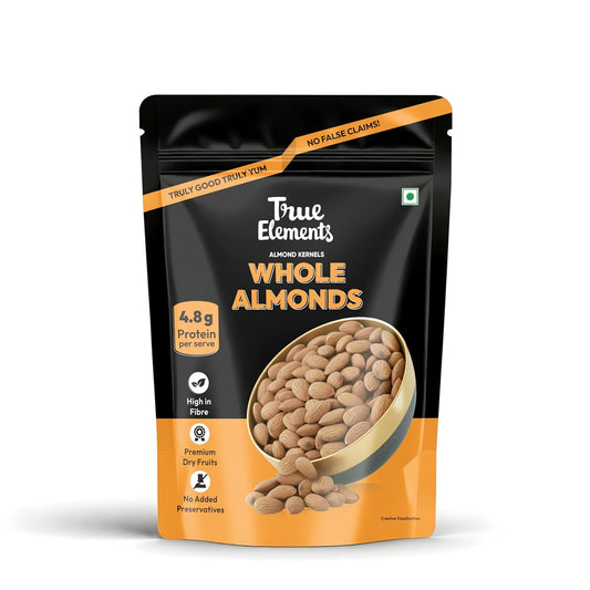 True Elements Almonds 500g - Clean and Premium Almonds | Badam Dryfruits | Healthy and Diet Snacks | Dry fruits for Festive Eating