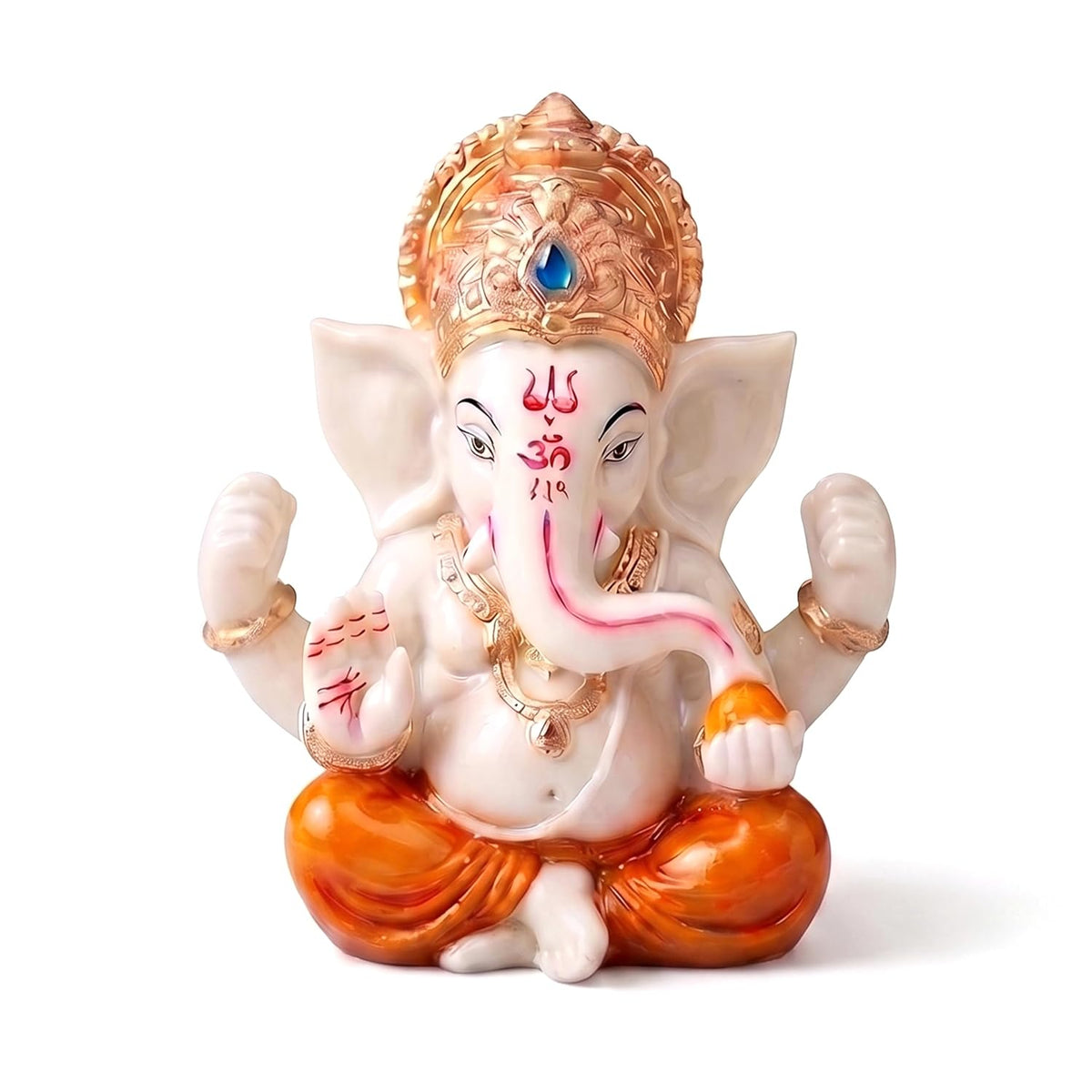 Ganesha Idol for Car Dashboard Ganesha Murti Ganpati Idol Home Decor Puja Lord Ganesh Statue Gift for Office for Office Desk Puja Room Figurine (Orange and Cream 2.5 inches)