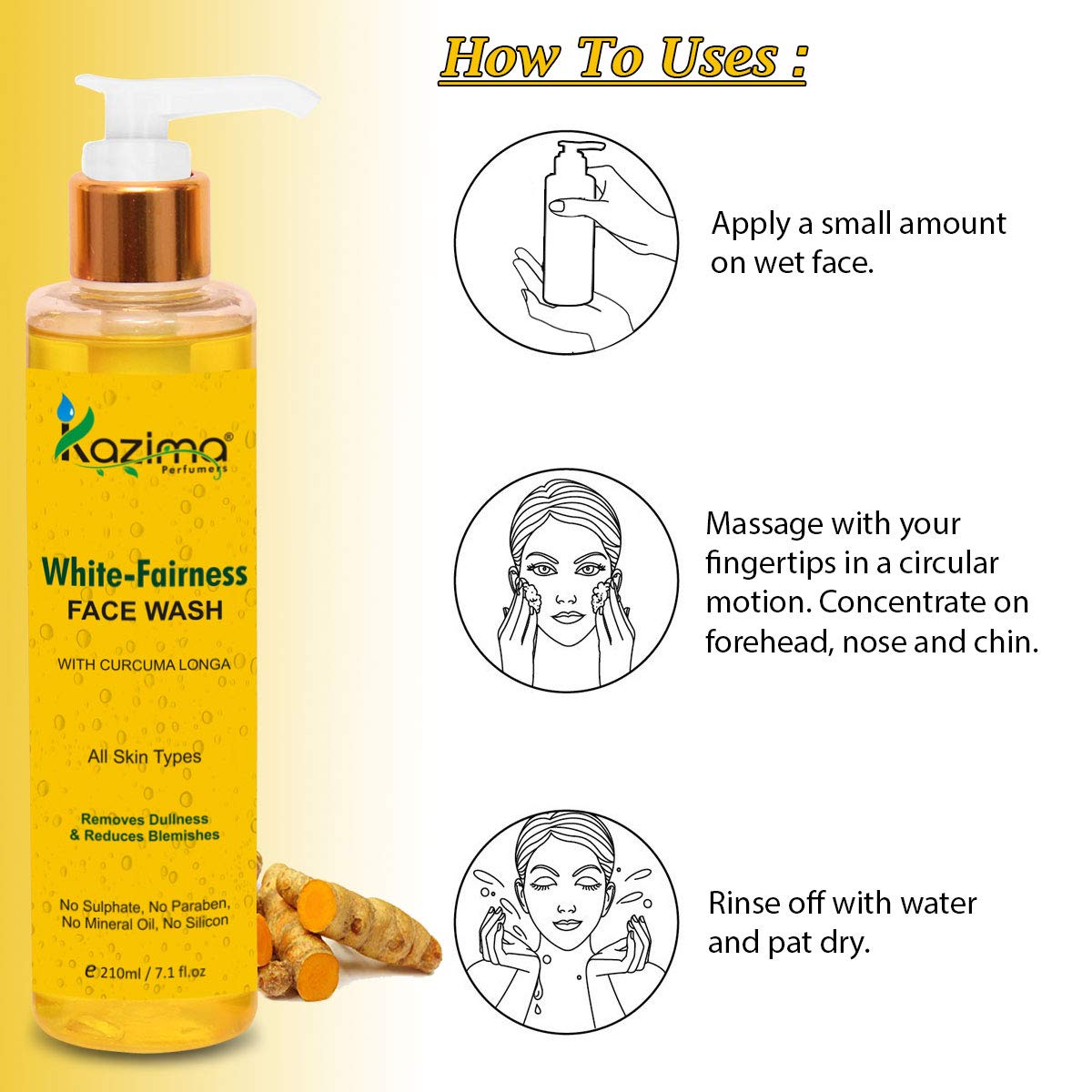 KAZIMA White Fairness Face Wash (200ML) - Removes Dullness & Reduces Blemishes