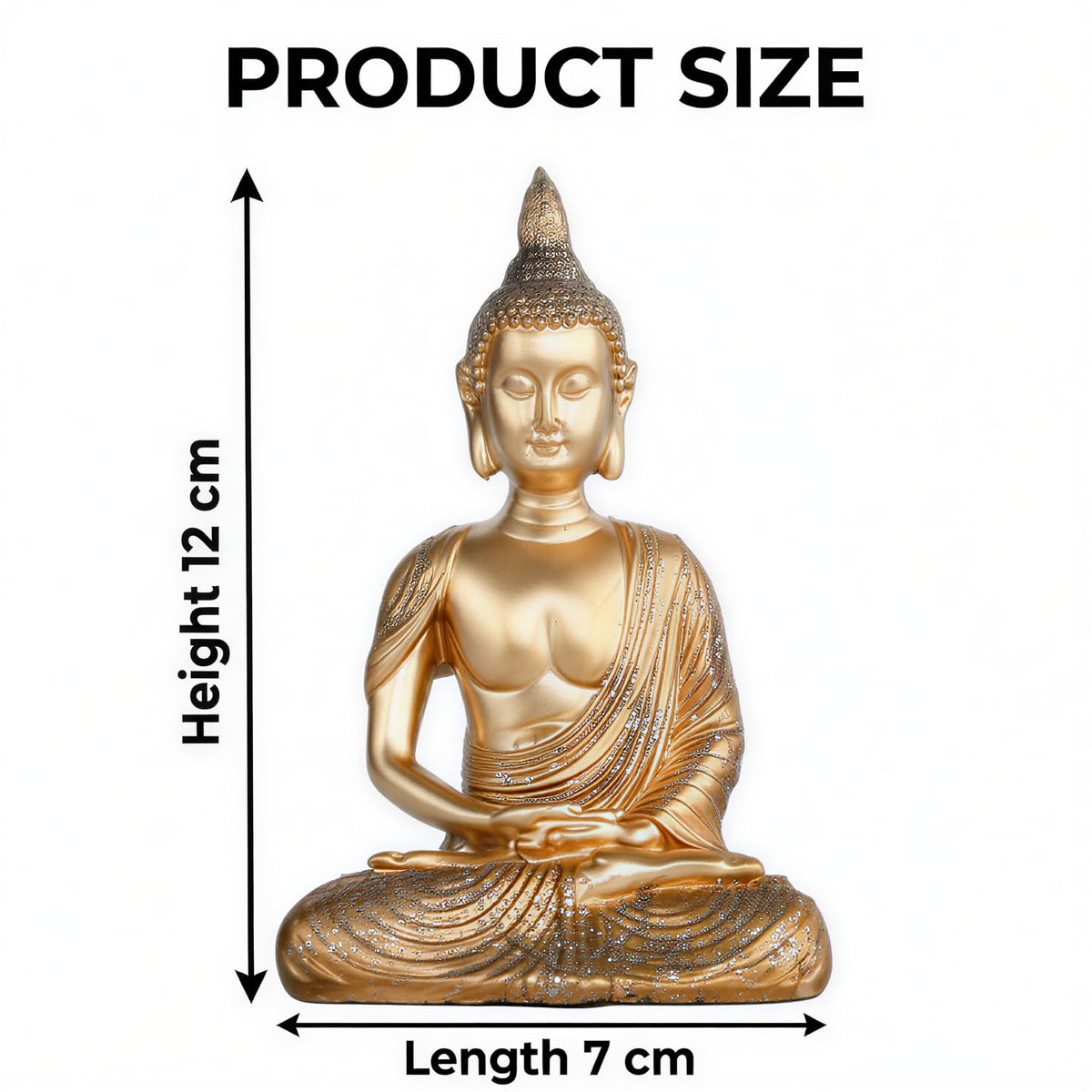 New Sitting Meditating Buddha Statue showpiece Idol Home Decor Items for Living Room and Gifts (Golden 1)