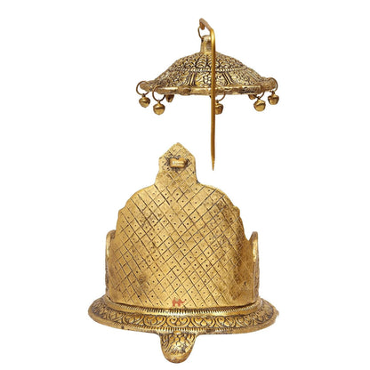 Big Aluminium Metal Antique Golden Finish Singhasan Laddu Gopal aasan, 1 Piece