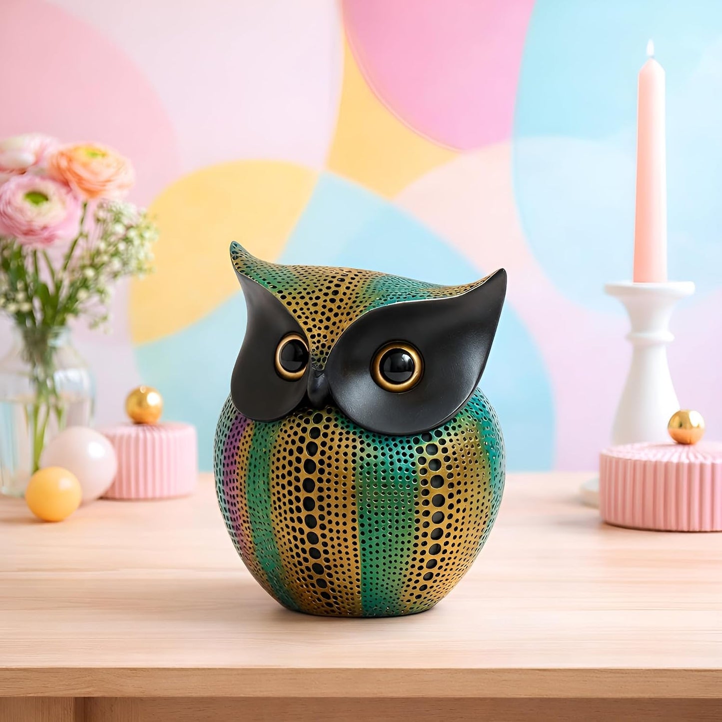 Xtore® Modern Classy Lucky Owl Resin Art Figure Showpiece -(Pack of 1,Multicolor)