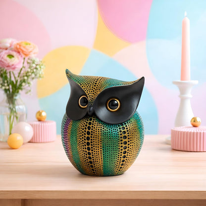 Xtore® Modern Classy Lucky Owl Resin Art Figure Showpiece -(Pack of 1,Multicolor)