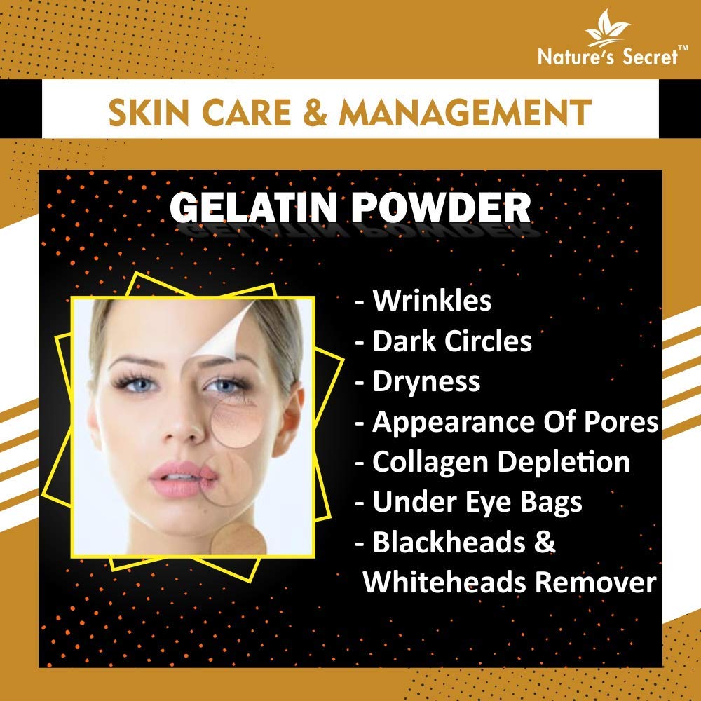 Nature's Secret Gelatin Powder For Face Mask Hair Removal, Yellow, 50g