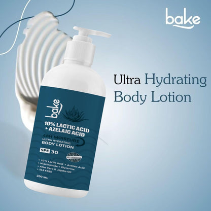 BAKE 10% Lactic Acid Body Lotion with Azelaic Acid | Smooths Rough & Bumpy Skin, Exfoliates Skin & Reduces Body Acne | Ultra Hydrating Body Lotion | 200ml