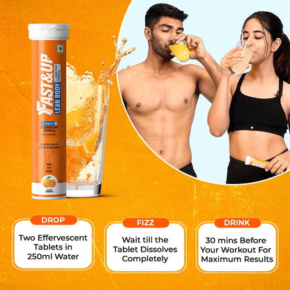 Fast&Up L-Carnitine 2000mg Effervescent Tablets | Premium Carnipure® Carnitine Supplement | Helps Convert Fat into Energy, Supports Weight Loss, Fat Burn & Lean Muscle | Orange Flavour, 20 Tabs (Pack of 3)