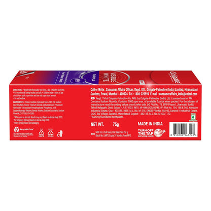 Colgate Visible White Purple Toothpaste for Teeth Whitening, Colgate Toothpaste with Fluoride, Tooth Paste Helps Remove Surface Stains, Whitens Yellow Teeth, Enamel-Safe for Daily Use Paste (75g)