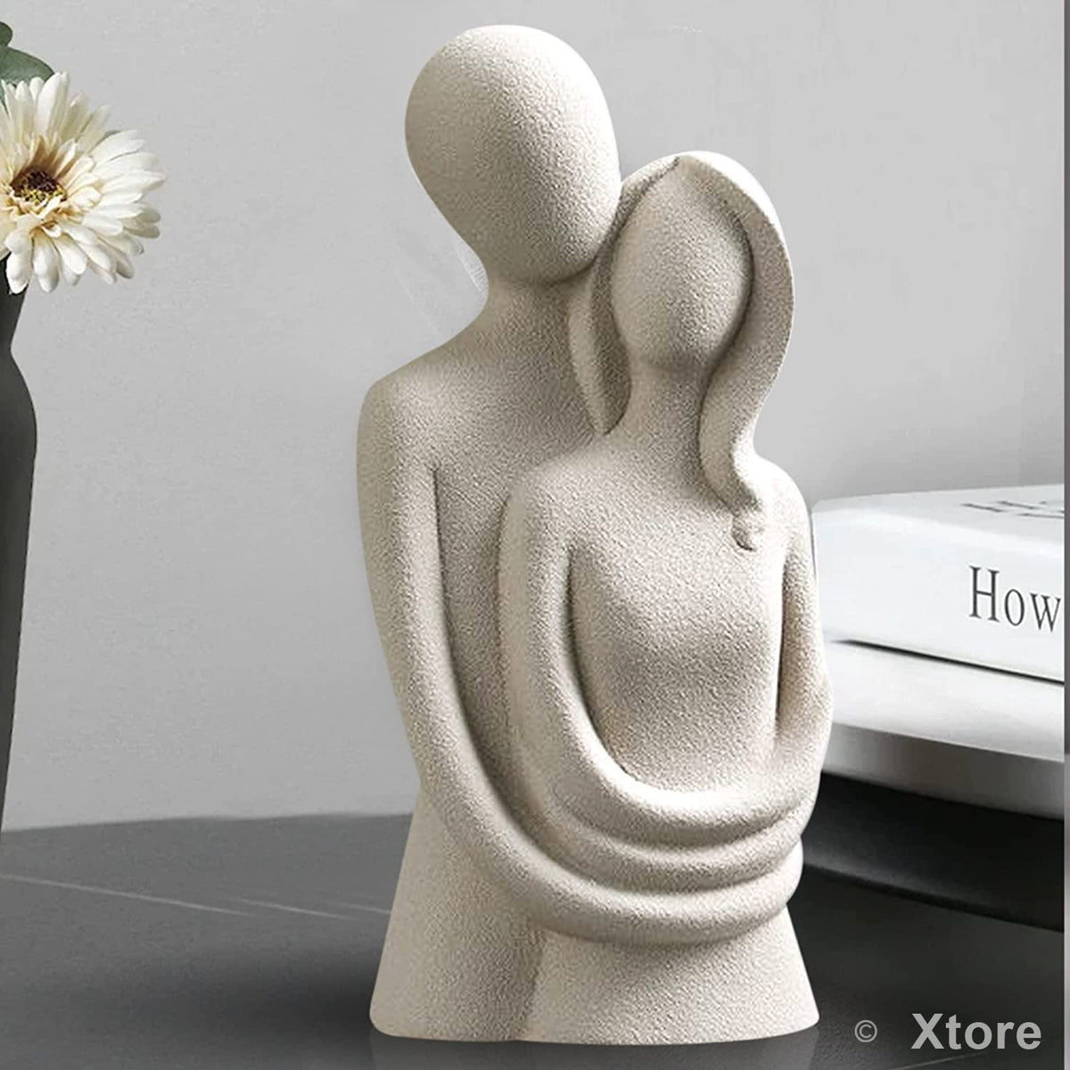 Beautiful Romantic Couple Statue | Ceramic Home Decor (Pack of 1, Off White Color)