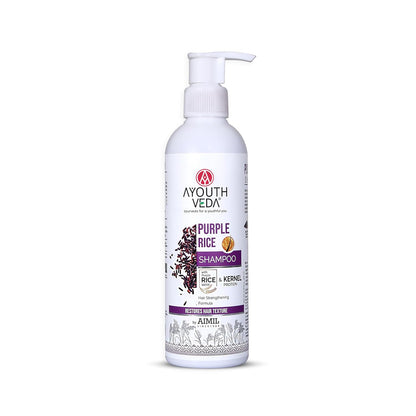 Ayouthveda Purple Rice Water & Kernel Protein Shampoo | With the Goodness of Betel Leaves & Guava Leaves | For Damage & Frizzy Hair | Helps To Restore Hair Texture (Pack of 1; 200ml)