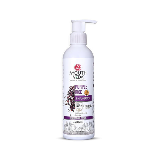 Ayouthveda Purple Rice Water & Kernel Protein Shampoo | With the Goodness of Betel Leaves & Guava Leaves | For Damage & Frizzy Hair | Helps To Restore Hair Texture (Pack of 1; 200ml)