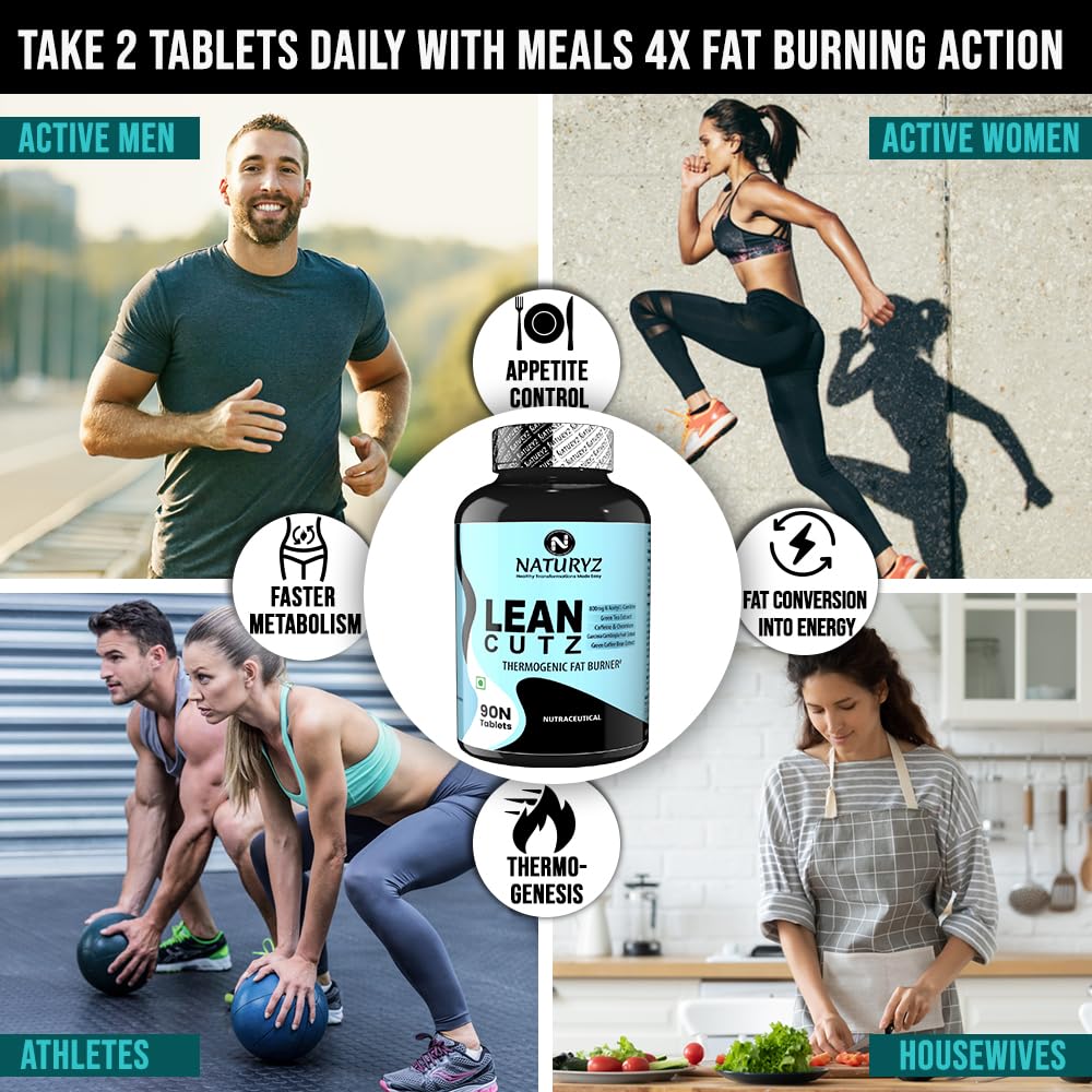 Advertisement for a lean cutting supplement with images of people exercising and a bottle of the supplement.