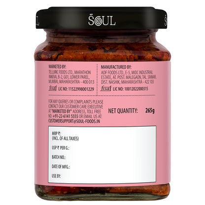 ADF Soul Spicy red chilli pickle made in 100% Olive Oil | Hot, hearty and handcrafted | 265g