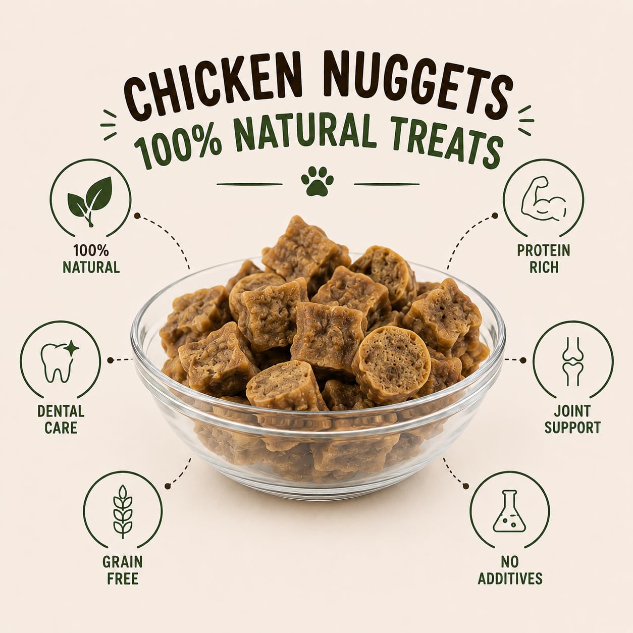PAWPOURRI Natural Chicken Nuggets Dog Treats, 100gm (Pack of 1) | Protein Rich Soft & Chewy Snacks for Dogs | Suitable for All Breeds & Life Stages | Daily Reward & Training Treats